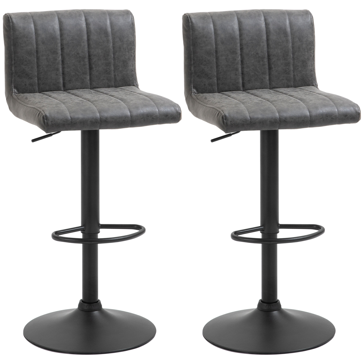 Set of 2 grey PU bar stools