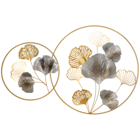 Gold ginkgo leaves metal wall art