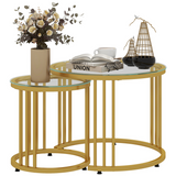 HOMCOM gold round nesting coffee tables