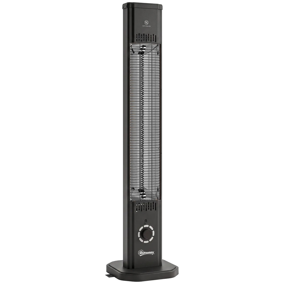 Outsunny 2000 W Electric Infrared Patio Heater with Cover – Free Standing or Wall Mounted, IP65, Black