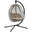 Khaki hanging egg chair with stand