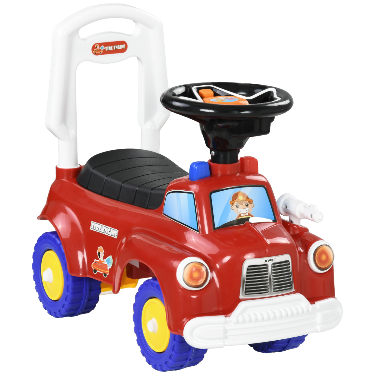AIYAPLAY Kids Fire Truck Ride-On Car with Lights, Music & Storage – Foot to Floor, 18-36 Months, Red