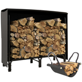 Outsunny 4ft Firewood Rack with Canvas Carrier & Oxford Cover, 0.33m³ Capacity – Metal Log Storage, Black