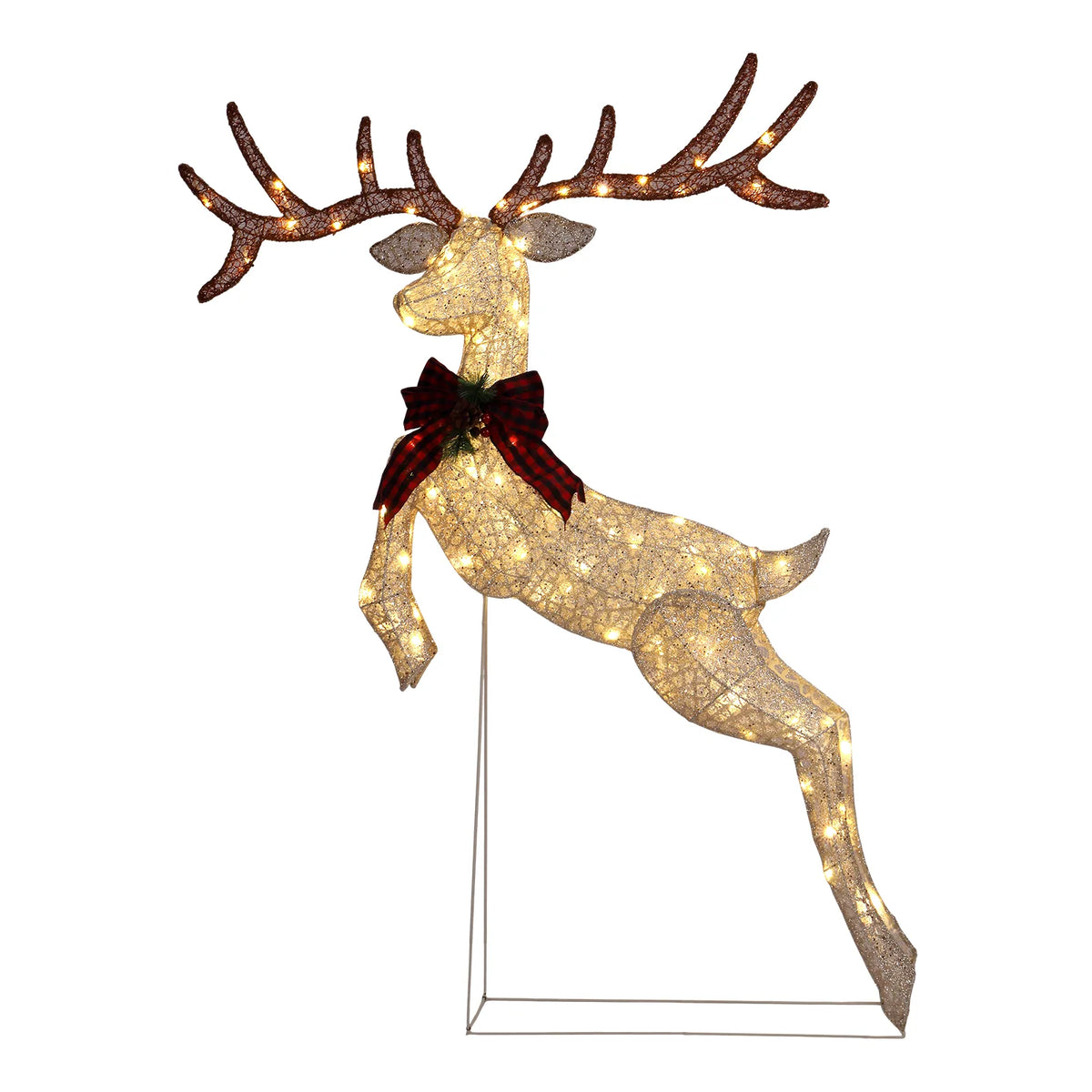 1.5m Lighted Jumping Reindeer Christmas Decoration with 100 Warm White Lights – Indoor & Outdoor