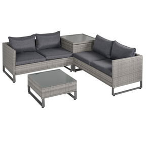 Outsunny Rattan Conservatory Sofa Set with storage - front view