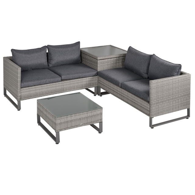 Outsunny Rattan Conservatory Sofa Set with storage - front view