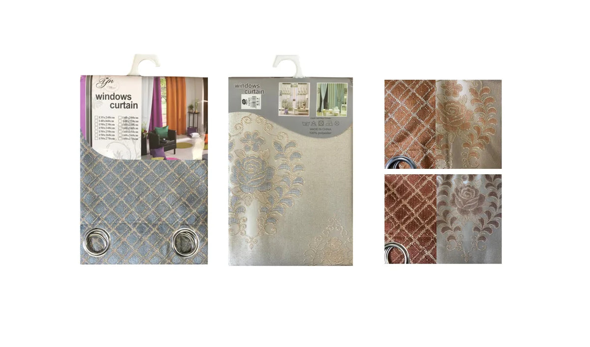 European Rose Design Fabric Window Curtain – Room Curtain, Assorted Colours