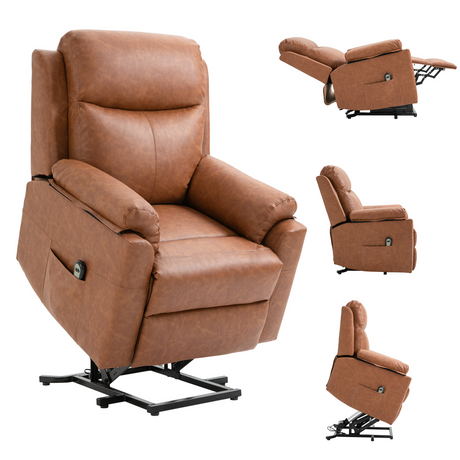 Brown power lift riser recliner