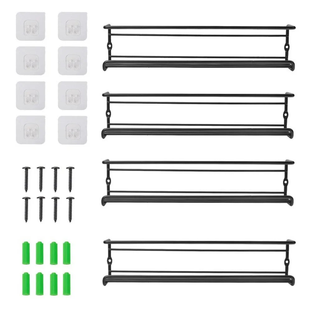 4PCS Spice Herb Jar Rack Holder For Kitchen Door Cupboard Storage Wall Mounted