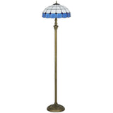 HOMCOM Tiffany-Style Floor Lamp with Handcrafted Stained Glass Shade
