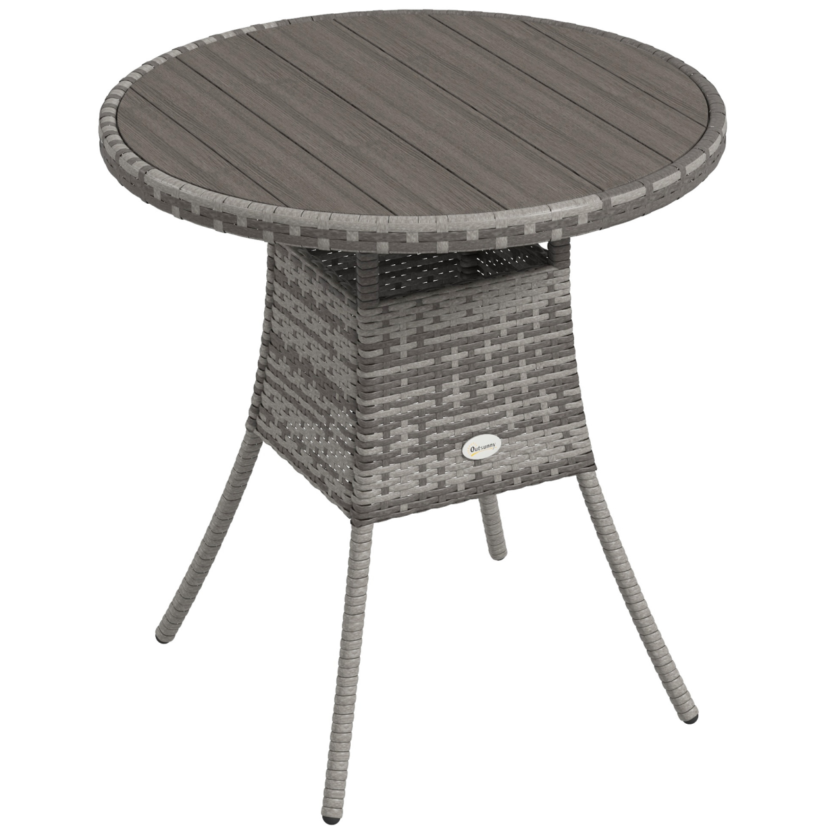 Outsunny 4-Seater Outdoor Dining Table with WPC Slatted Top and Steel Frame – Garden Patio Table, Grey