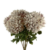 Leaf Extra Large Artificial Reflex Chrysanthemum Stems, Pack of 6 – Silk Petals, 75cm, Mushroom