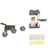 PawHut Wall-Mounted Cat Shelf with Scratching Posts & Hammock – Indoor Cat Tree Climbing Furniture, Grey
