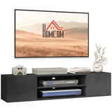 HOMCOM Wall-Mounted Floating TV Unit with Shelves & Cupboards for TVs up to 60", Grey High Gloss