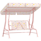 AIYAPLAY Kids Rainbow Canopy Swing Seat with Adjustable Sun Canopy & Safety Belts – Outdoor Garden Swing, Pink