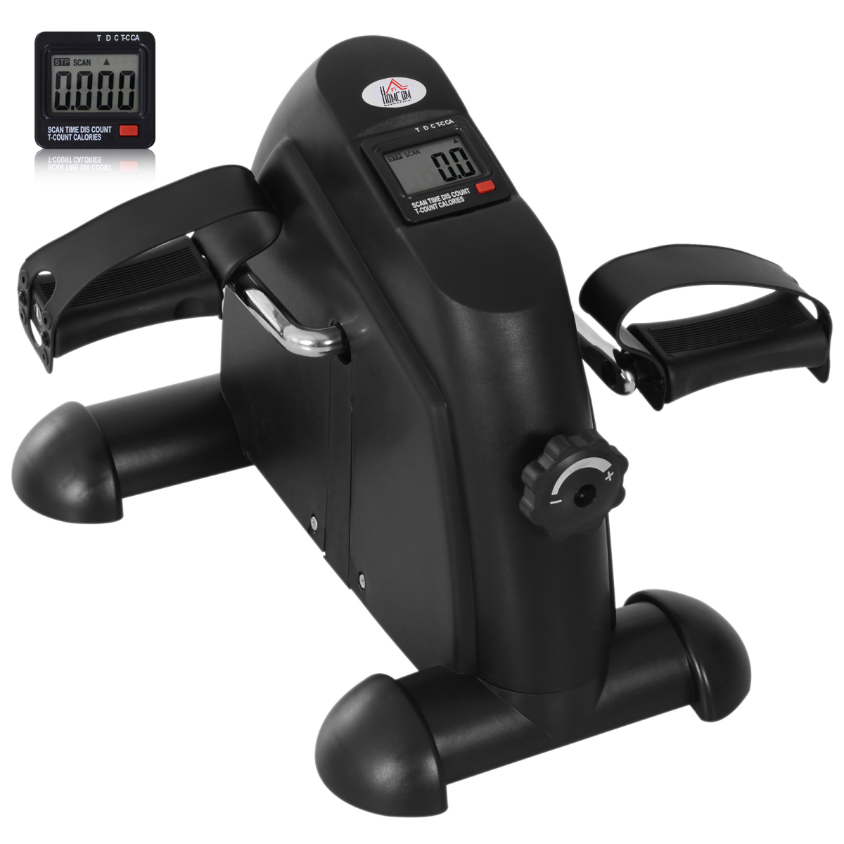 HOMCOM Mini Exercise Bike with LCD Monitor & Adjustable Resistance – Portable Pedal Exerciser, Black