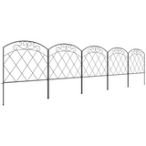 Outsunny Outdoor Picket Fence Panels, 61cm x 3m, with Arched Top & Swirl Design – Garden Border Edging, Black