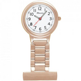 Ravel Easy-Read Nurse Fob Watch with White Dial & Rose Gold Tone Case – Quartz Movement, Luminous Hands, R1101.40