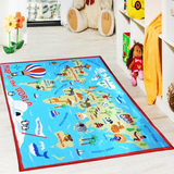 World Map Kids Rug, 133 x 190cm – Soft, Warm Children's Bedroom Floor Rug
