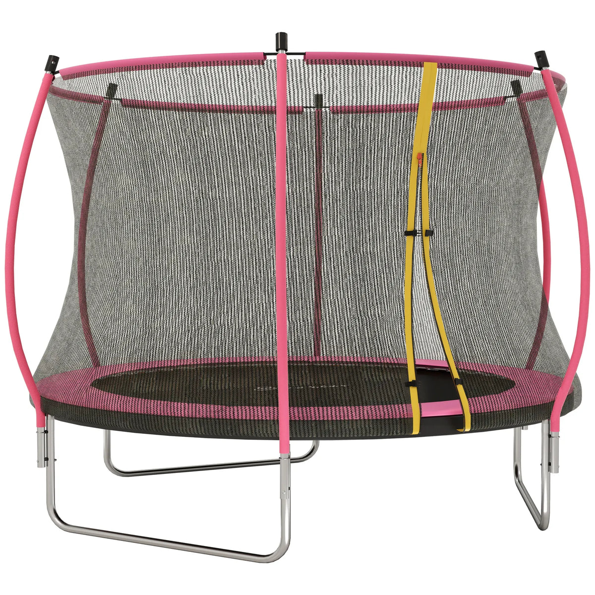 SPORTNOW 10ft Outdoor Trampoline with Enclosure Net, Padded Poles & Spring Cover – Garden Trampoline, Pink