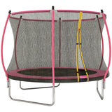 SPORTNOW 10ft Outdoor Trampoline with Enclosure Net, Padded Poles & Spring Cover – Garden Trampoline, Pink