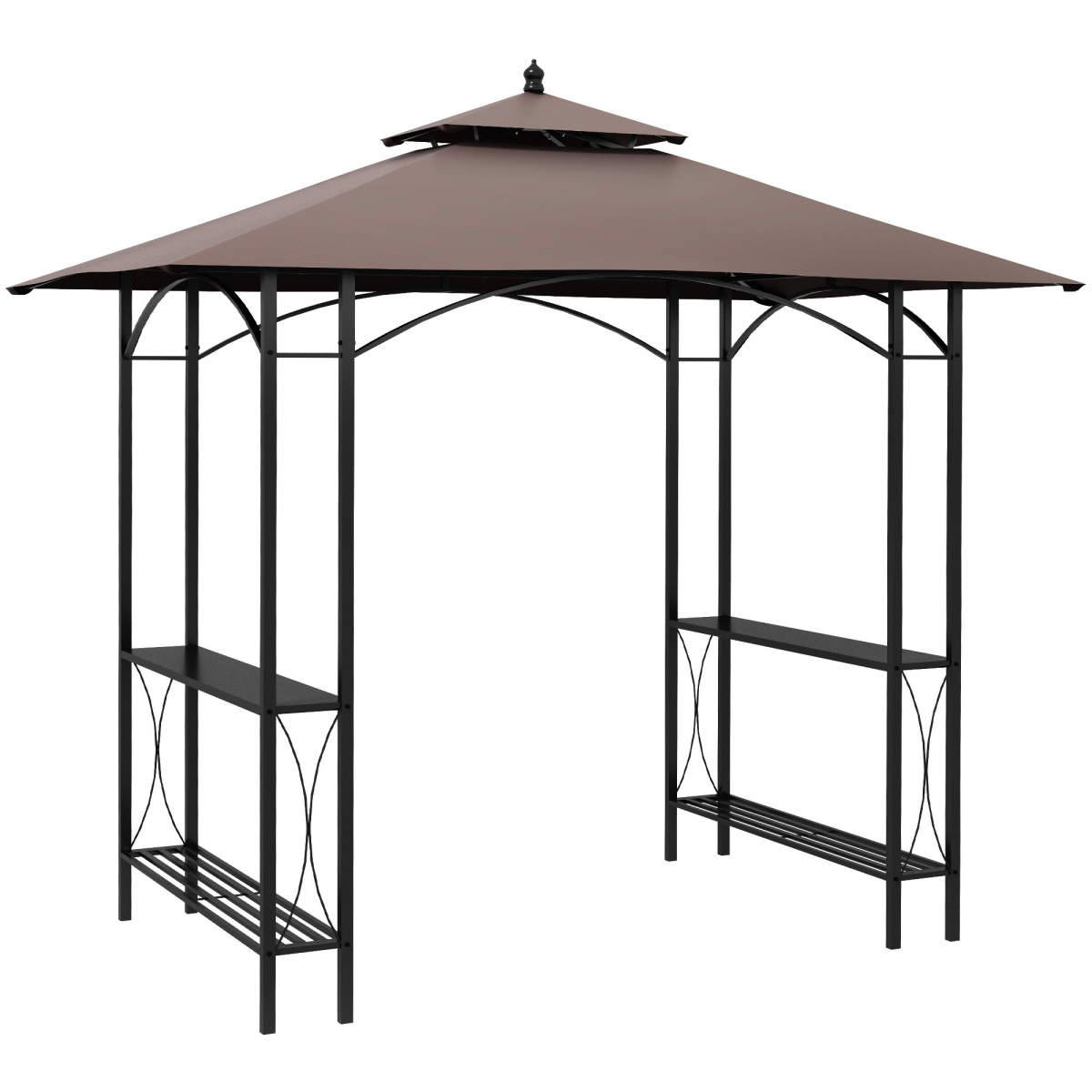Outsunny 2.5 x 1.5m BBQ Gazebo Canopy with 2 Side Tables & Flame-Resistant Top – Patio Sun Shelter