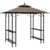 Outsunny 2.5 x 1.5m BBQ Gazebo Canopy with 2 Side Tables & Flame-Resistant Top – Patio Sun Shelter