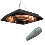 Outsunny 2000W Electric Hanging Patio Heater with Remote, 3 Heat Settings & LED Light – Gazebo Halogen Heater, Black