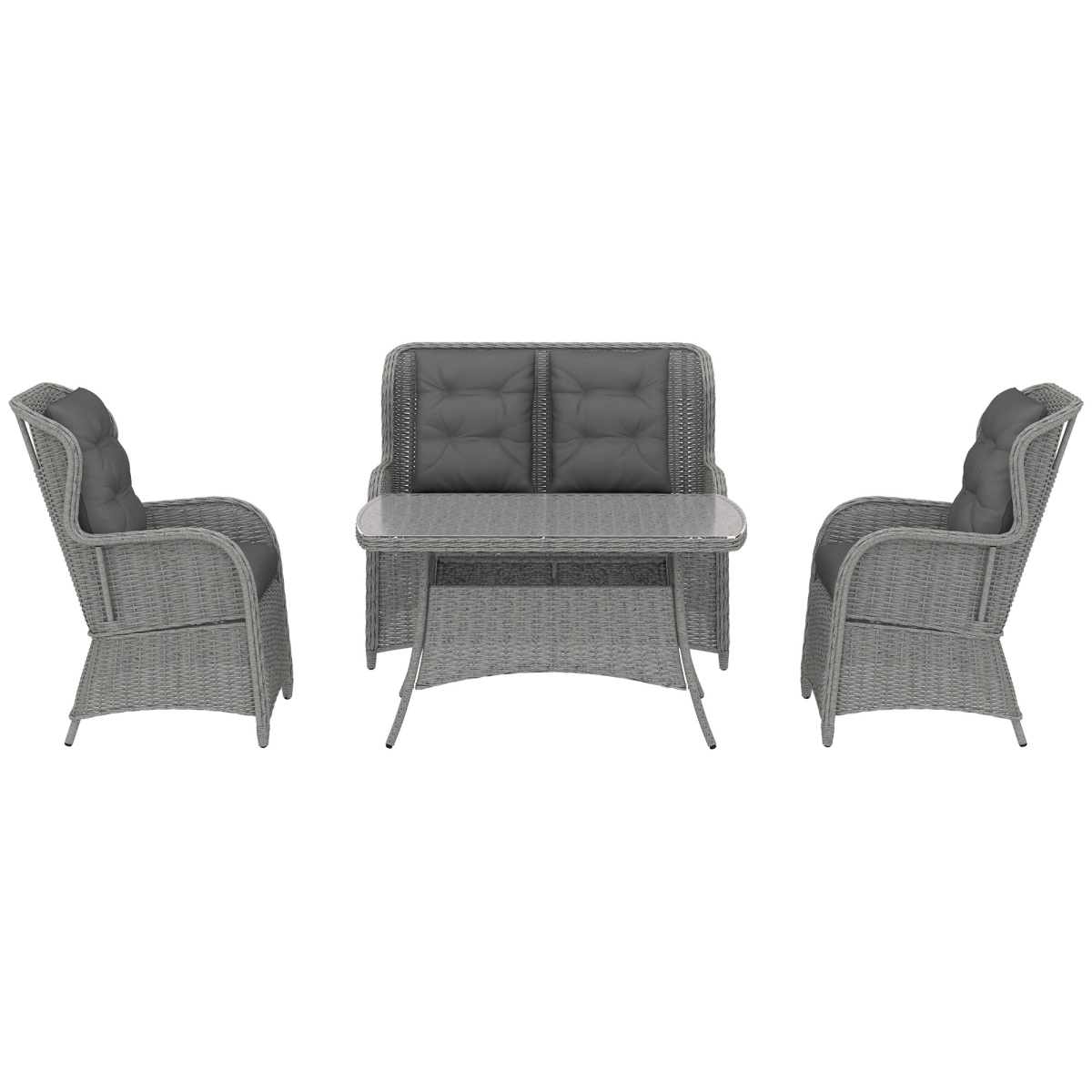 Outsunny 4-piece rattan sectional sofa set with glass table