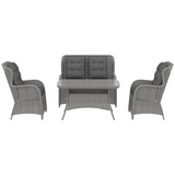 Outsunny 4-piece rattan sectional sofa set with glass table
