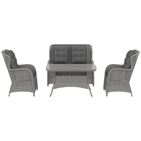 Outsunny 4-piece rattan sectional sofa set with glass table