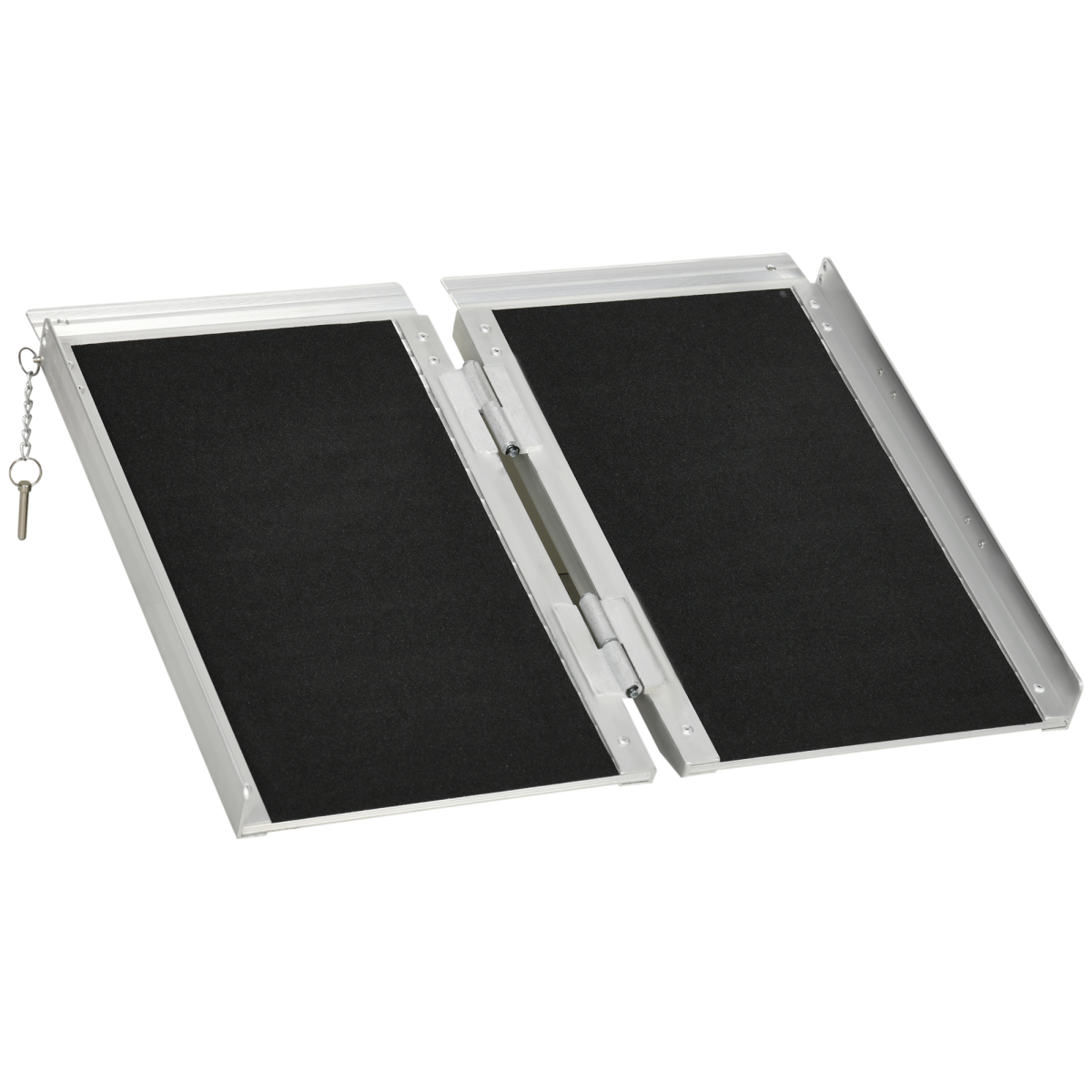 HOMCOM Foldable Duo Wheelchair Ramp with Carry Handle, 72 x 61cm – Aluminium Mobility Ramp, 270kg Load