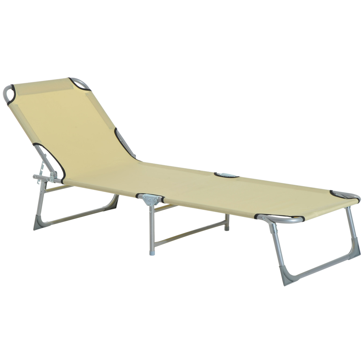 Outsunny Folding Camping Cot & Sun Lounger with 4-Level Adjustable Back – Portable Camp Bed for Festivals