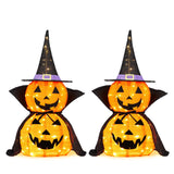 Pop-Up Lighted Halloween Pumpkins 3ft – 2 Pack Collapsible Jack-o-Lanterns, 176 Warm LEDs