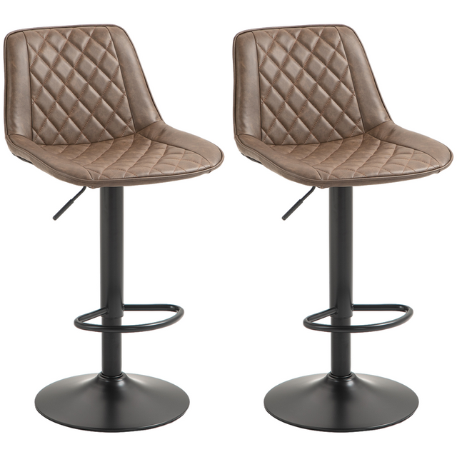 Brown swivel bar chairs set of 2