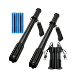 2 Pack 3-Mode USB Rechargeable LED Torch Set with Hammer Head – Water-Resistant, for Hiking and Camping