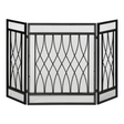 Black 3-panel folding fireplace screen
