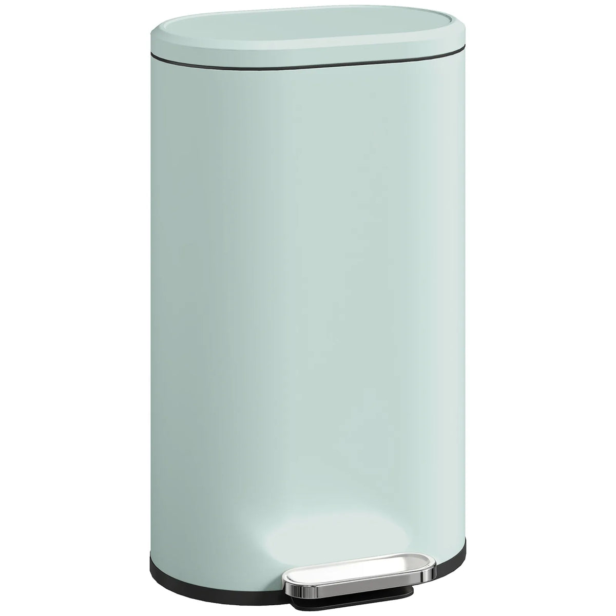 HOMCOM 30L Pedal Kitchen Bin with Soft-Close Lid & Removable Bucket – Curved Modern Design, Green