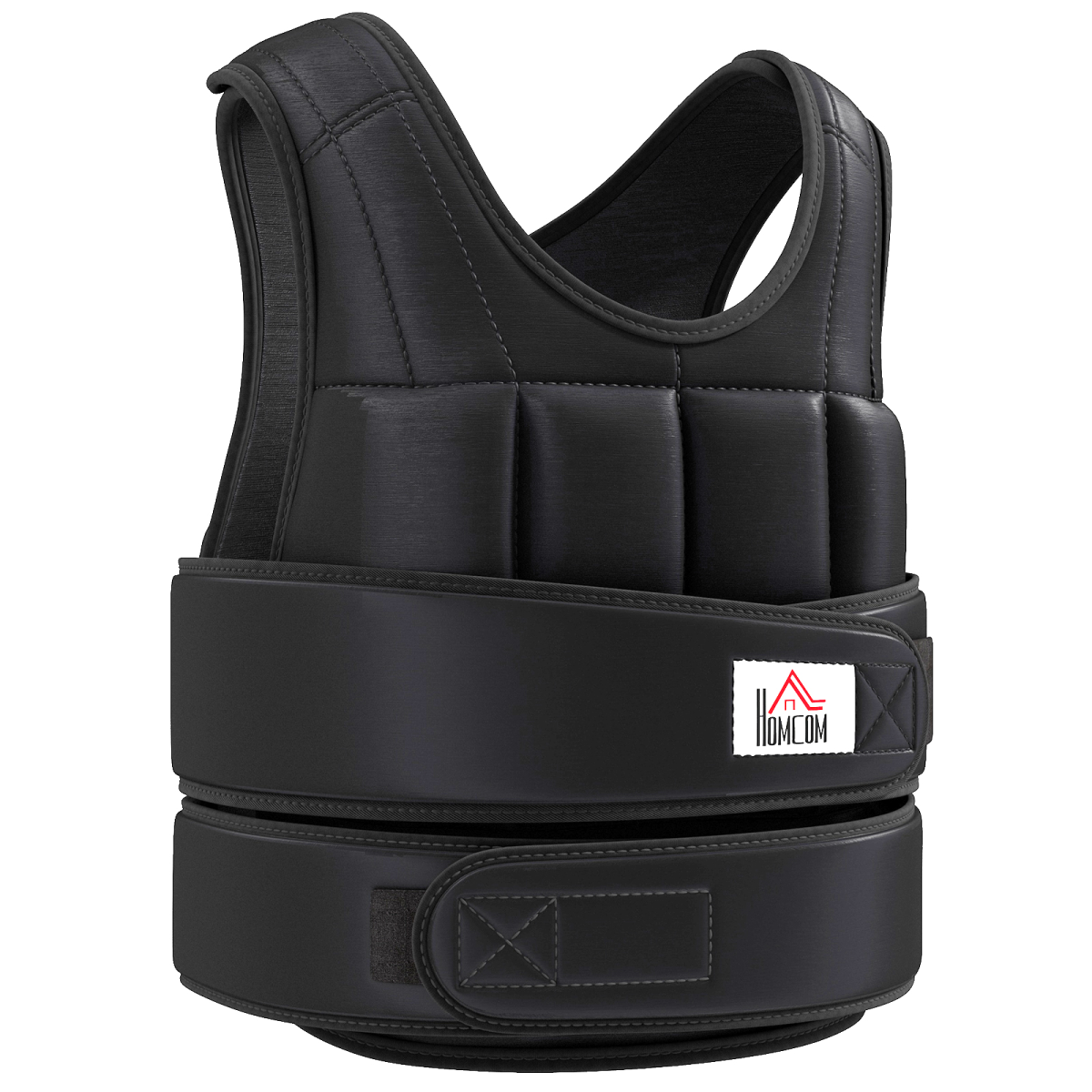 HOMCOM 10kg Adjustable Weight Vest with 38 Removable Weight Bags – Running & Gym Training Vest, Black