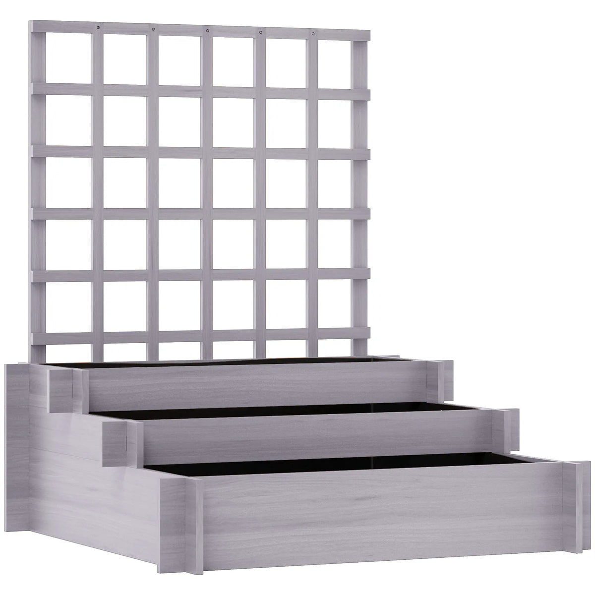 Outsunny 3-Tier Wooden Trellis Planter, 95x95x110cm – Grey