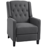 HOMCOM Button Tufted Microfibre Recliner Armchair with Footrest & Pocket Spring Padding – Living Room, Grey