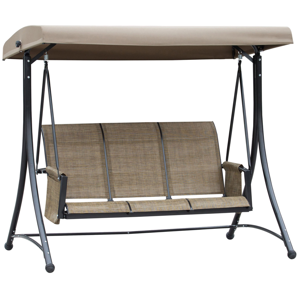 Brown 3 person high back garden swing