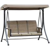 Brown 3 person high back garden swing