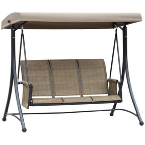 Brown 3 person high back garden swing