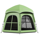Outsunny 3–4 Person Pop Up Tent, 3000mm Waterproof with 2 Doors & 4 Windows – Instant Camping Tent, Green