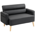 2-seater faux leather sofa with wooden legs