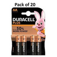 Duracell Plus AA alkaline batteries box of 20