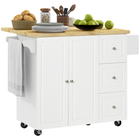 Drop-leaf kitchen island on wheels