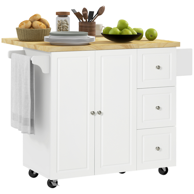 Drop-leaf kitchen island on wheels
