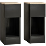 HOMCOM Set of 2 Modern Bedside Tables with Shelf & Drawer – Slim Storage Side Tables, Black